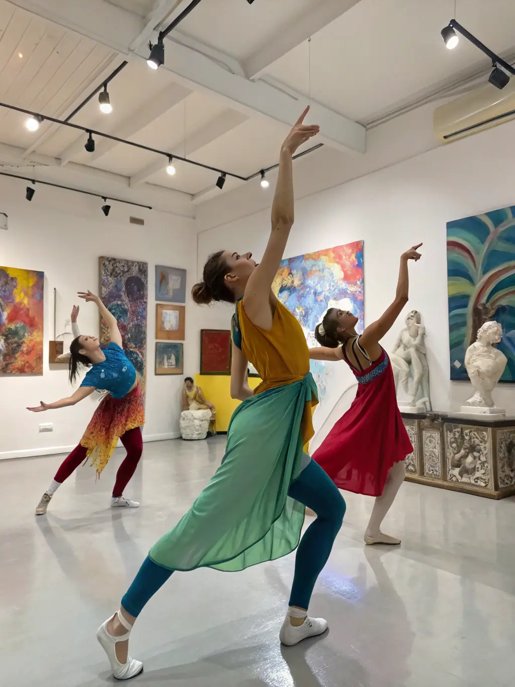 A dynamic image of a diverse group of performers engaged in a dance workshop facilitated by ARTS AIDE, emphasizing inclusivity and artistic development.